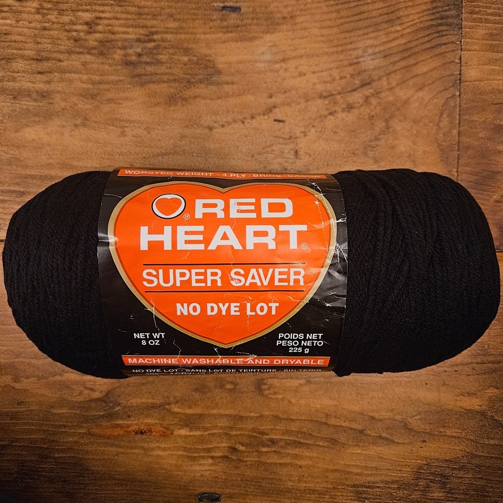 Red Heart Super Saver Yarn Black 312 8 oz 100% Acrylic Worsted Weight  USA